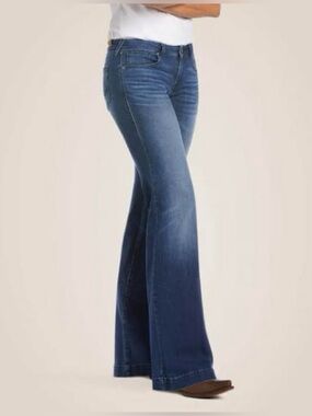 Ariat Trouser Mid Rise Stretch Kelsea Wide Leg Jeans Size 26S